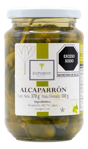 Alcaparras Grandes En Vinagre Alcaparrón Zaphron Frasco 370g