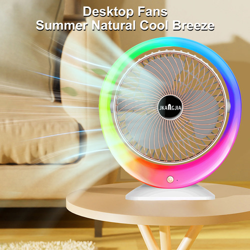 Ventilador De Escritorio Led Colorido Con Carga Usb Y Ambien