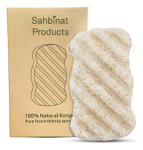 Sahbinat - Esponja De Bano De Nogal Konjac Natural, Esponja