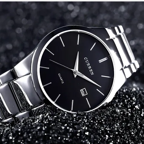 Relojes de cuarzo Curren Classic para hombre, color plata y negro