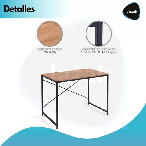 Mesa Escritorio Tipo Industrial Jazak / Hogar / Estructura En Hierro / Oficina Trabajo / Reforzado Estable / Pc Notebook / Gamer / Detalles De Calidad / Fácil De Armar / 120x60cm / Diseño Clásico
