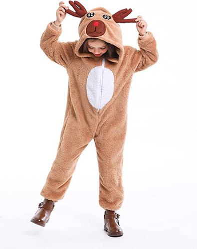 Disfraz Pijama Kigurumi Rodolfo El Reno Venado Niños Niñas