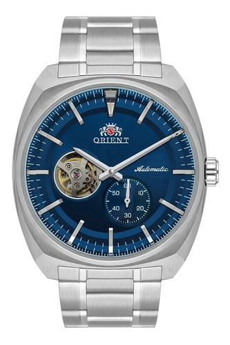 # Relógio Orient Automático Masculino Esqueleto Fundo Azul