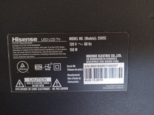 Pantalla Hisense Led Lcd Tv 55 Para Arreglar O Piezas (Usado)
