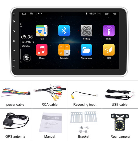 Autoestéreo Android 10.0 1din De 10in Giratorio 2+32g P/auto