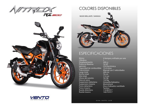Vento Nitrox 200 Nuevas 0kms 2021 Placa Gratis Incluye Casco