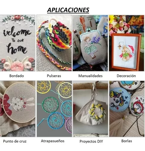 Hilo de coser de algodón suave, hilo de punto de cruz, hilo de hilo para  manualidades, proyectos de regalo, pulseras (50 colores)