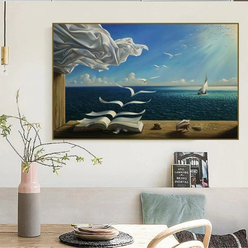 Imagen 2 de 10 de Cuadro-dali -the Waves Libro Velero-decorativo- Hd 120x90cm.