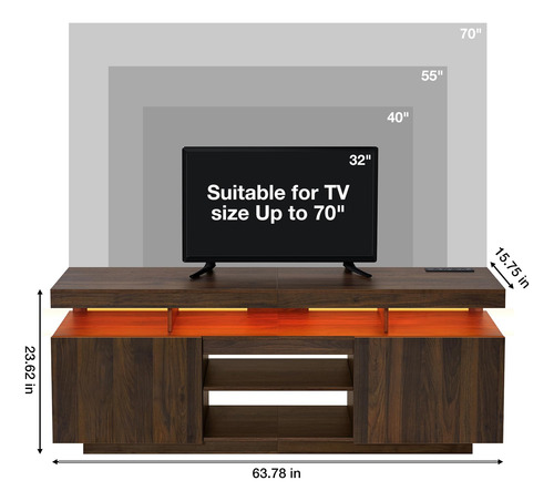 Juego De 2 Mesas Auxiliares Led Elevables Y Soporte Tv 70