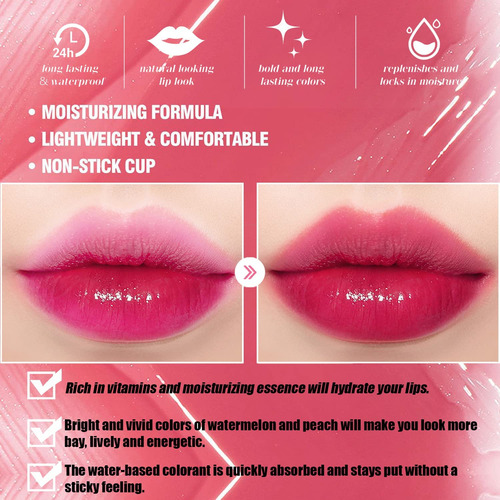 Juego De Tintes De Labios De 6 Colores, Brillo De Labios Cor