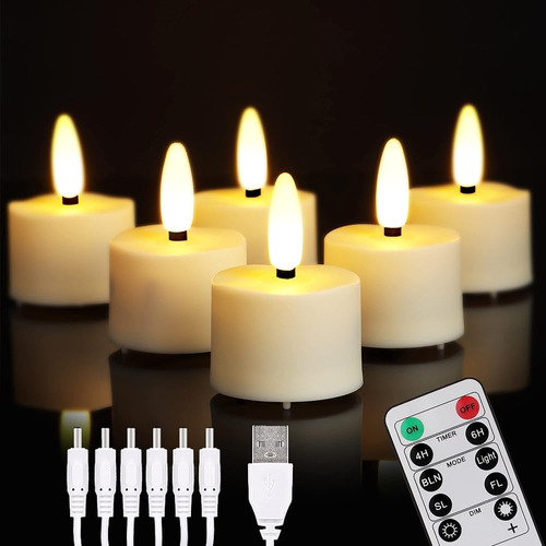 Led Recargable Té Luces Velas Con Control Remoto, 6 Piezas D