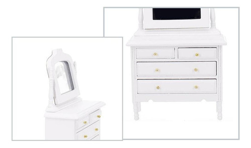 Casa De Muñecas Miniatura De Madera Blanca Cómoda 1/12