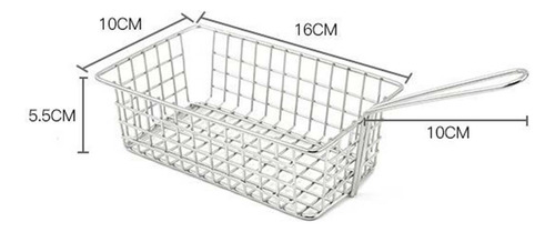 Cesta De Alambre Para Freír Con Asa, Cesta 16cmx10cmx5.5cm