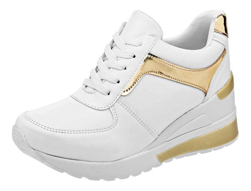 Be Class Mujer Tenis Urbano  Color Blanco Oro Cod 90238-1