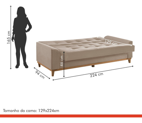 Sofá Cama Living 223cm M157 Martins Estofados