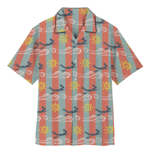 Camisa Hawaiana Playa Verano Para Hombre Surf And The