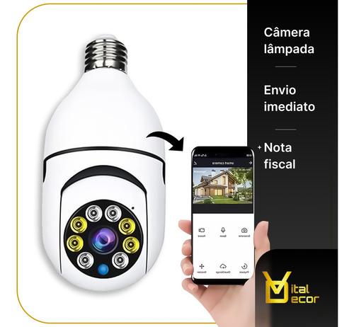 Camera Ip 360 Giratoria Wifi Lampada Prova D´agua Infraverme