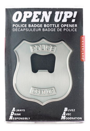 Destapador De Corcholatas En Forma De Placa De Policia Metal
