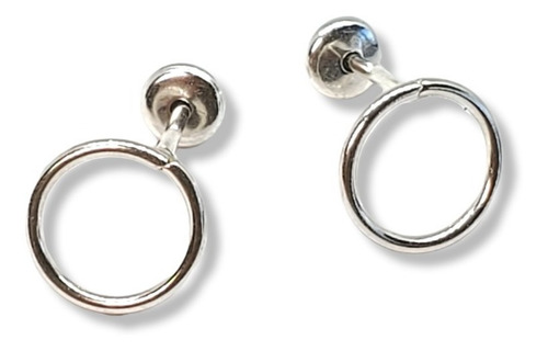 Imagen 1 de 5 de Aros Plata Abridores Circulo 8 Mm