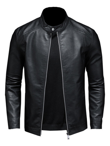 Chaqueta De Moto De Cuero Delgada Para Hombre