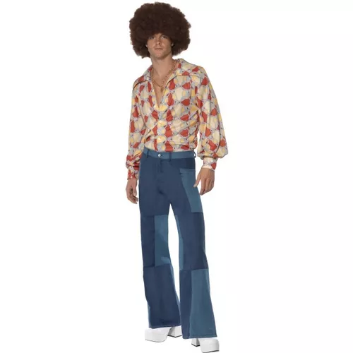 Adulto Hombre 60's groovy Hippie Hombre Top & Pantalones - Talla única,  Multicolorido