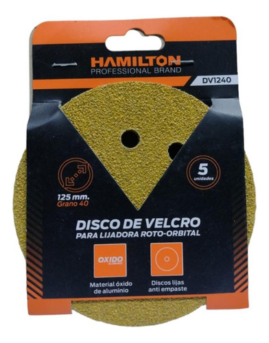 Disco Lijas Velcro X5 P/lijadora Roto Orbital Hamilton 125mm