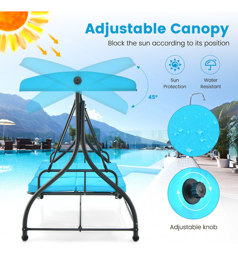 Silla Columpio De 3 Plazas Para Jardin Gpl Turquesa