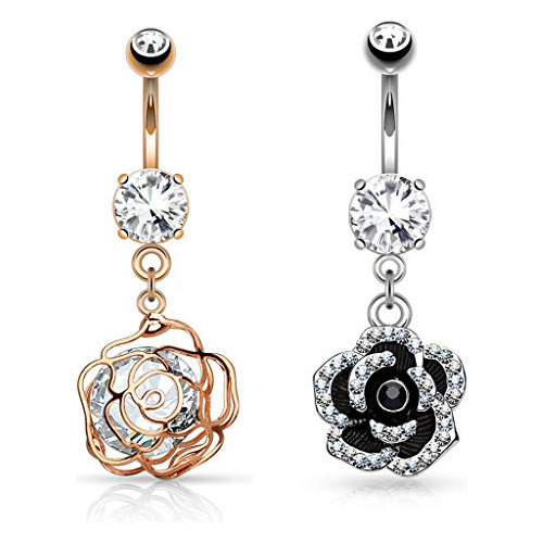 Aros - 2pcs Variety Pack Belly Button Rings Of Large Cz Inca