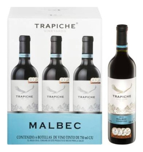 Caja Vino Tinto Trapiche Malbec 750 Ml (6 Pz)