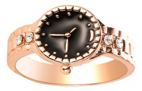 5 Reloj De Anillo Minimalista De Moda Creativa Cristal 9 Oro