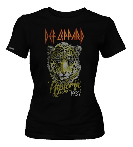 Camiseta Leopardo Hysteria 1987 Def Leppard Banda Mujer Dbo
