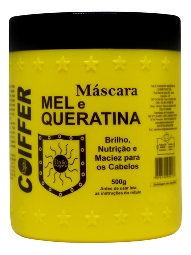 Máscara Mel E Queratina Coiffer 500g Reparação E Hidratação
