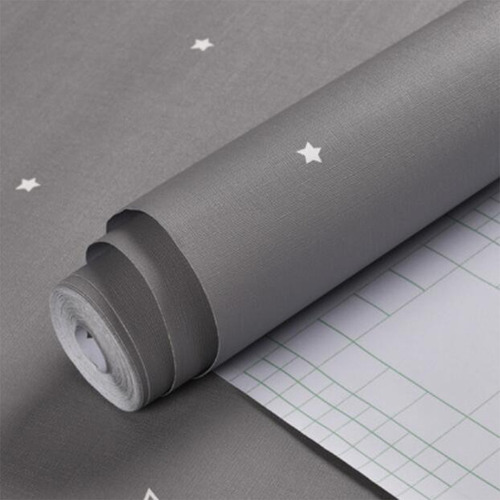 Papel Adhesivo Niños Empapelar Paredes Estrellas Colores Gri