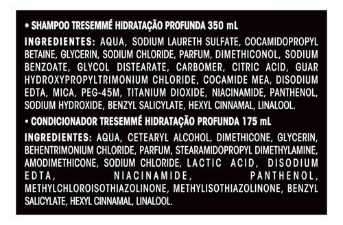Kit Tresemme Shampoo 350ml+cond 175ml Hidratação Profunda