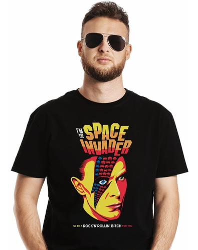 Polera David Bowie Space Invader Pop Impresión Directa