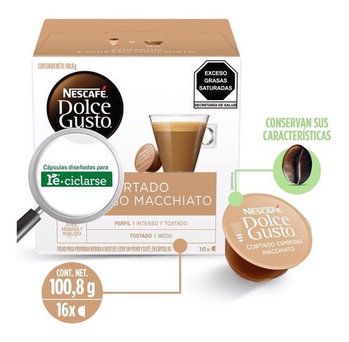 16 Cápsulas Nescafé Dolce Gusto Cortado Espresso Macchiato