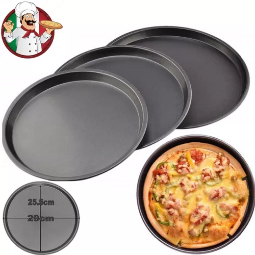 Bandeja para servir pizza, bandeja de pizza de acero inoxidable de 12  pulgadas, bandejas de pizza seguras de grado alimenticio, bandeja redonda  para