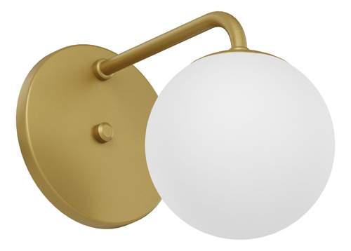 Arandela Globo Leitoso 12cm Curvada Jabuticaba Luminária De Parede Cor Dourado G9 Mf193 Mega Forte Iluminação