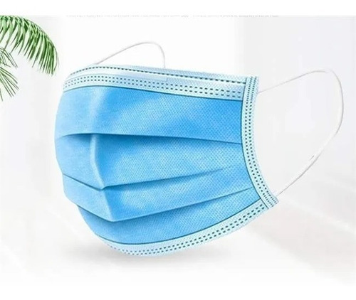 Máscara Descartável De Proteção Facial Tripla Caixa Com 20 Cor Branco com Azul Azul