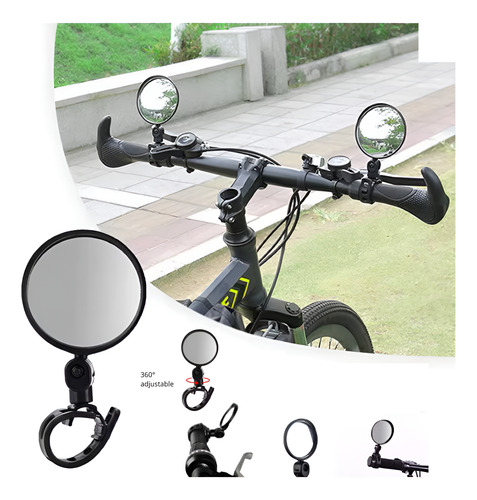 Retrovisor Reforçado Bicicleta Espelho Redondo Articulado Preto