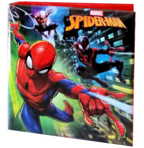 Spiderman Carpeta Escolar N° 3 Pvc Acolchada Y 3 Anillos Color Rojo