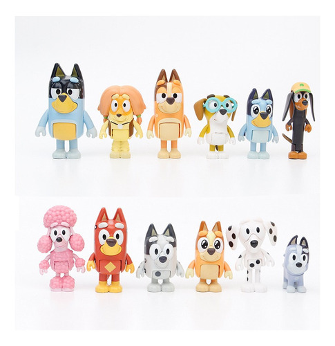 Figura De 12 Piezas De Bluey Family And Friends Modelo Bluey