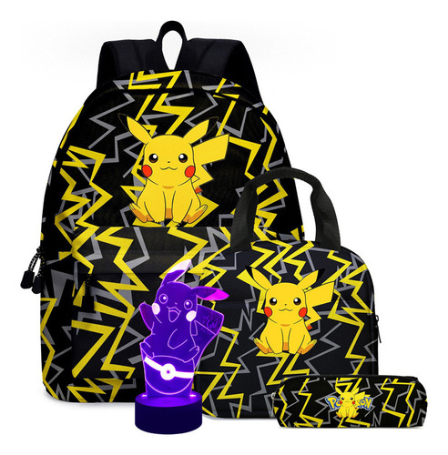 Pikachu Pet Spirit Estudiante Mochila Mochila + Luz 3d