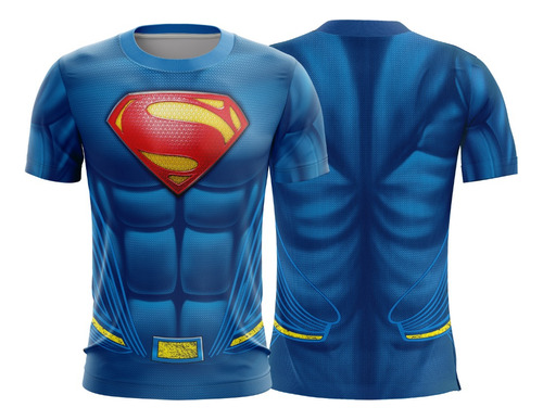 Kit 2 Camisetas Mulher Maravilha Super Homem Azul Casal