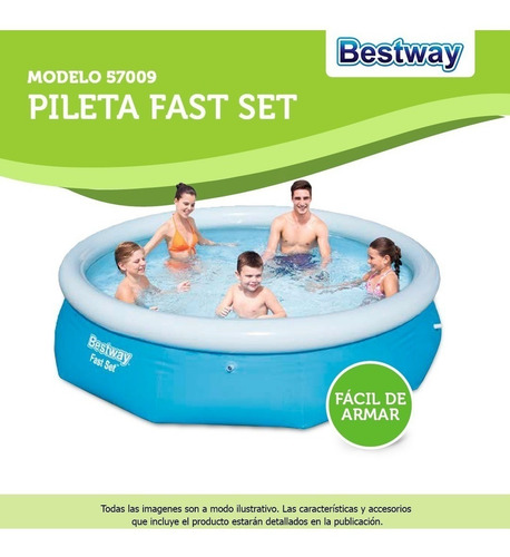 Imagen 3 de 5 de Pileta Inflable Redonda Bestway Resistente 305 X76 57009 12c