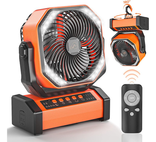 Ventilador De Camping Recargable Linterna Led, Ventilad...