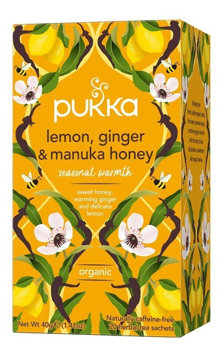 1 Caja Pukka Té Lemon, Ginger & Manuka Honey 20 Bolsitas