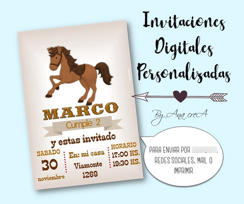 Invitación Digital Personalizada Caballo Mod.2 Zoom