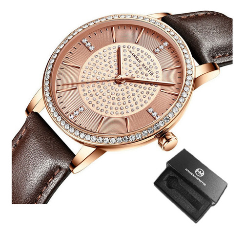 Reloj De Cuarzo Elegante De Lujo Hannah Martin Diamond .