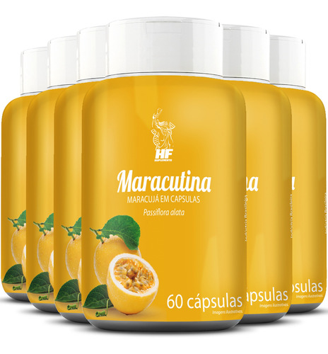 Imagem 1 de 2 de 6x Maracutina (passiflora) 500mg 60 Caps Hf Suplements 